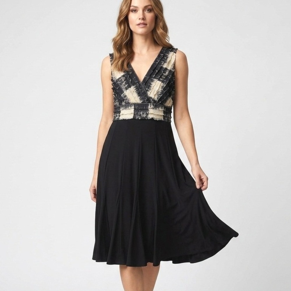 Joseph Ribkoff Fit and‎ Flare Dress Size 14 Sleeveless Midi Cocktail Wedding